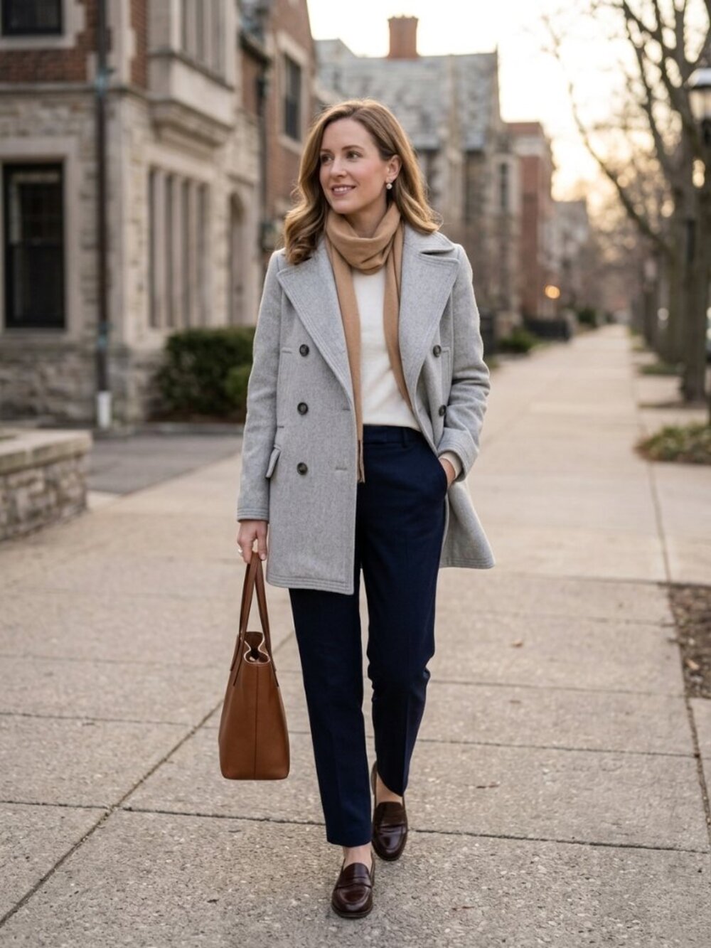Banana Republic Womens XXS Petite Light Grey Wool Blend Double-Breasted Peacoat
